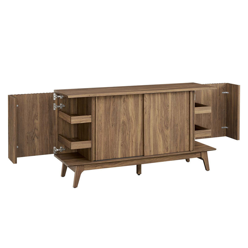 Eudora Walnut Wood Grain Mid-Century Modern Sideboard
