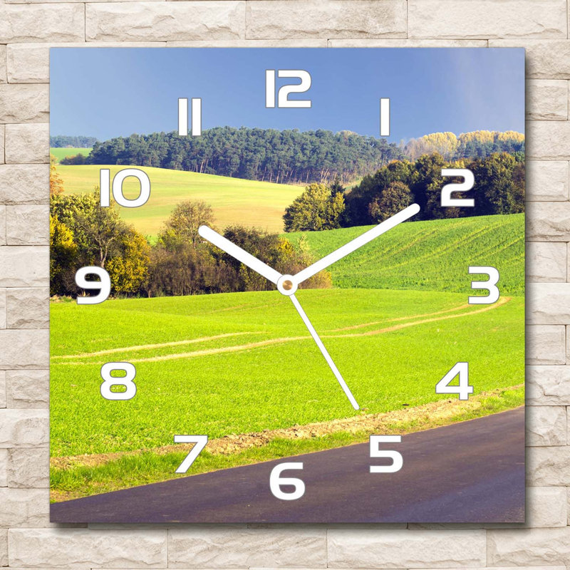 Glass Wall Clock, White/Green