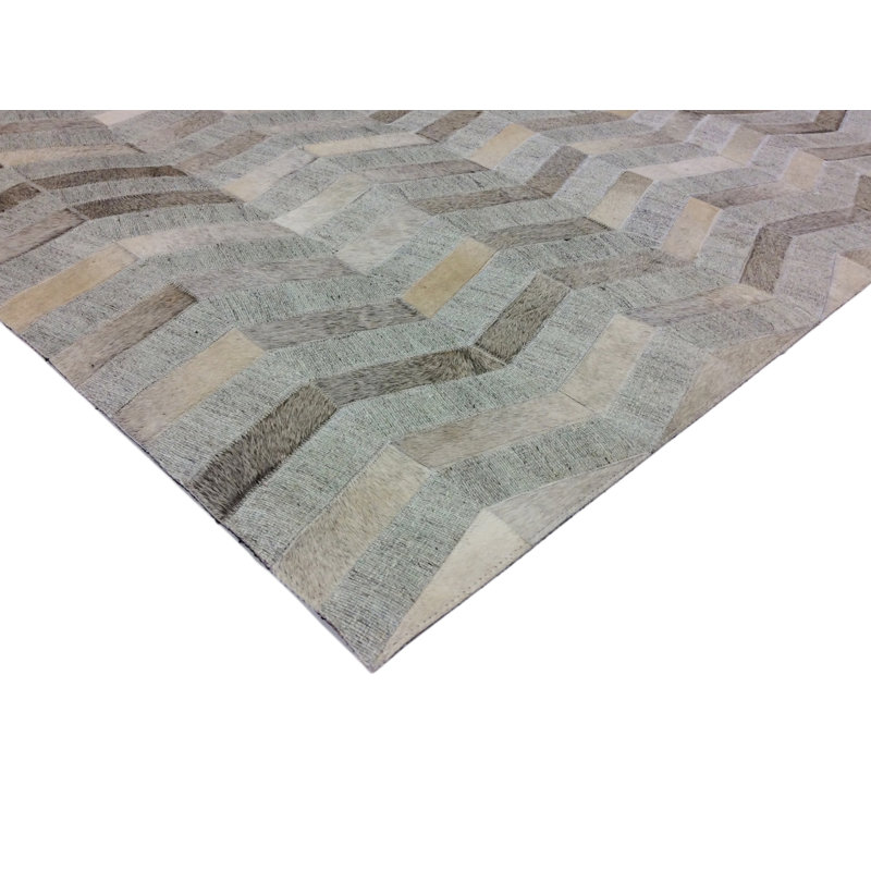 Tapis argenté en cuir de vache cousu à la main Galaxy, Rectangle 12 pi x 15 pi