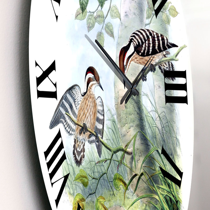 Vintage Birds In The Wild I - Horloge murale traditionnelle, Moyenne