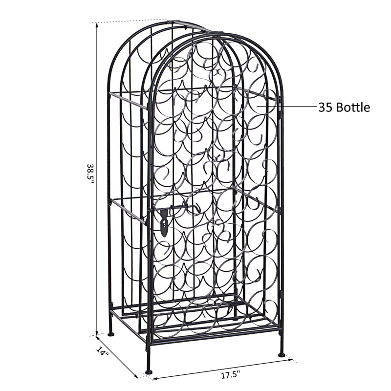 Araminta 35 Bottle Floor Wine Bottle Rack in Black