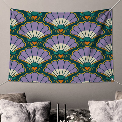 Art Deco Shell Motif Wall Tapestry - Shells Wall Decor