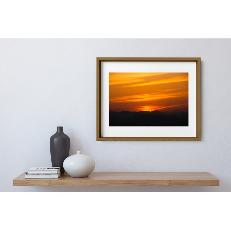 The Golden Hour Print by Joseph Regan, 14" H x 16" W x 0.75" D, Walnut