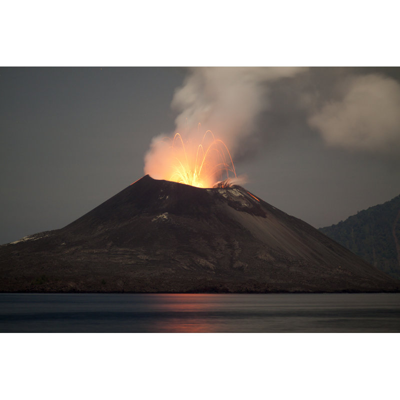 Krakatau Volcano Erupting At Night by Andersen_oystein - No Frame Art Prints on Canvas, 61cm H x 91cm W