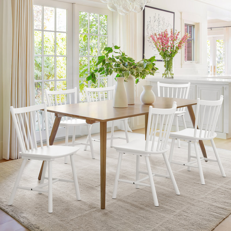 Gracie Oaks Windsor 15.7" Wide Solid Wood Slat Back Dining Chair (Set of 4)