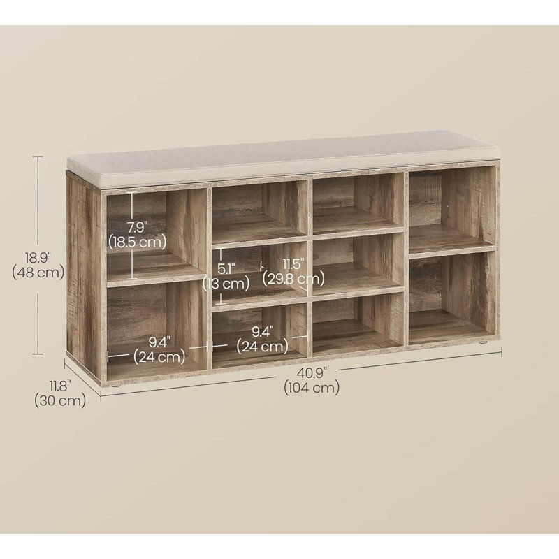 Wood Storage Bench, Camel Brown