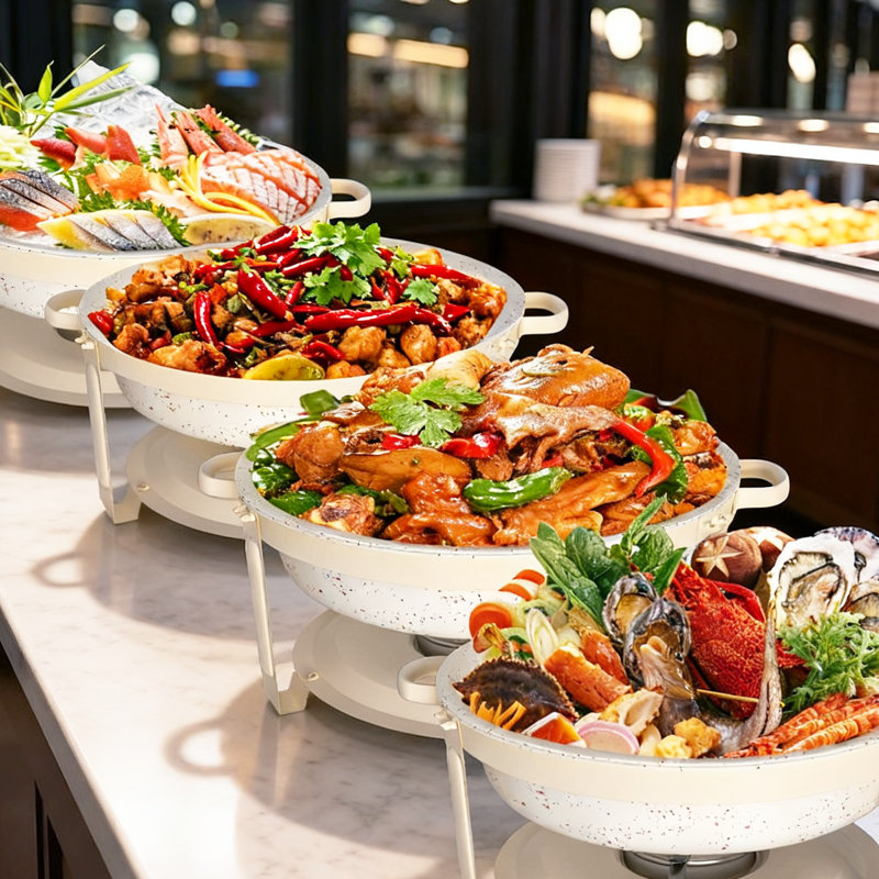 Maifanite-Coated Buffet Chafing Dish Set With Lid, 5.5QT Stainless Steel