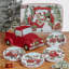 Ensemble de 4 assiettes à dessert Red Truck Snowman