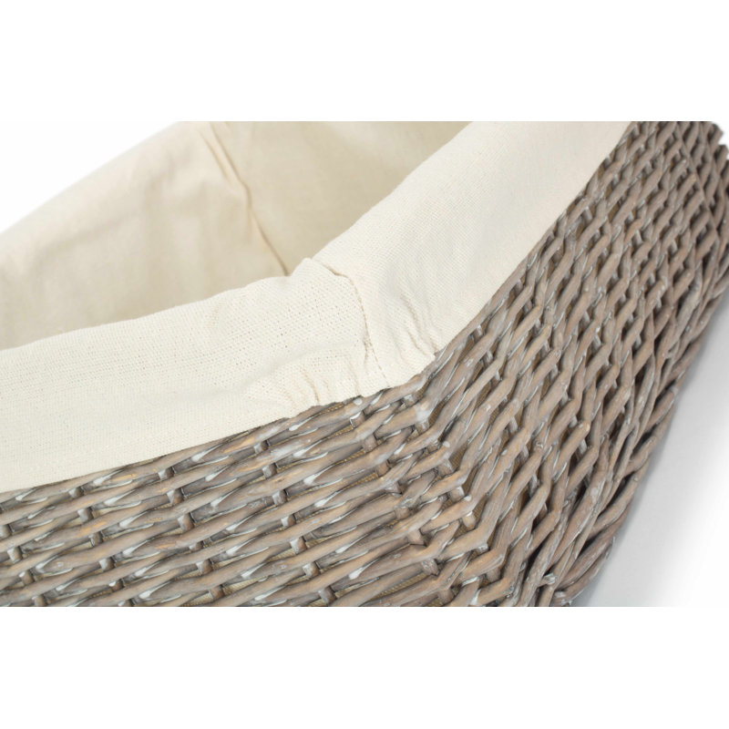 Lily Manor Storage Tray Basket with Lining, 16cm H x 47cm W x 34cm D