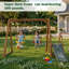 Wooden Backyard Swing Set, 2-In-1 Outdoor Playset With Slide And Climbing Rope Ladder For Children