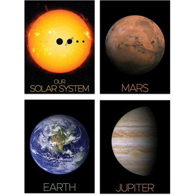 NASA Our Solar System The Sun And Planets Mars Earth Jupiter - 4 Piece No Frame Print