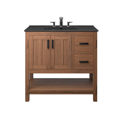 Meuble-lavabo sur pied simple 36 po avec plateau en céramique Modway Ashlyn