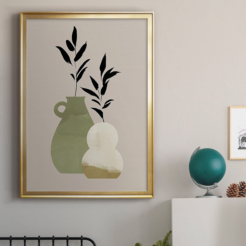 Simple Bud Vases II, reproduction encadrée de qualité supérieure - prête à être accrochée, Or