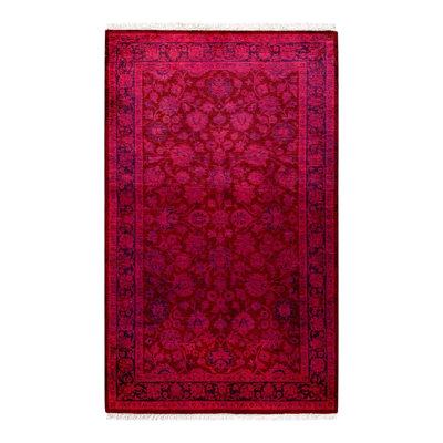 Tapis rose noué à la main de conception unique Holsworth - rose