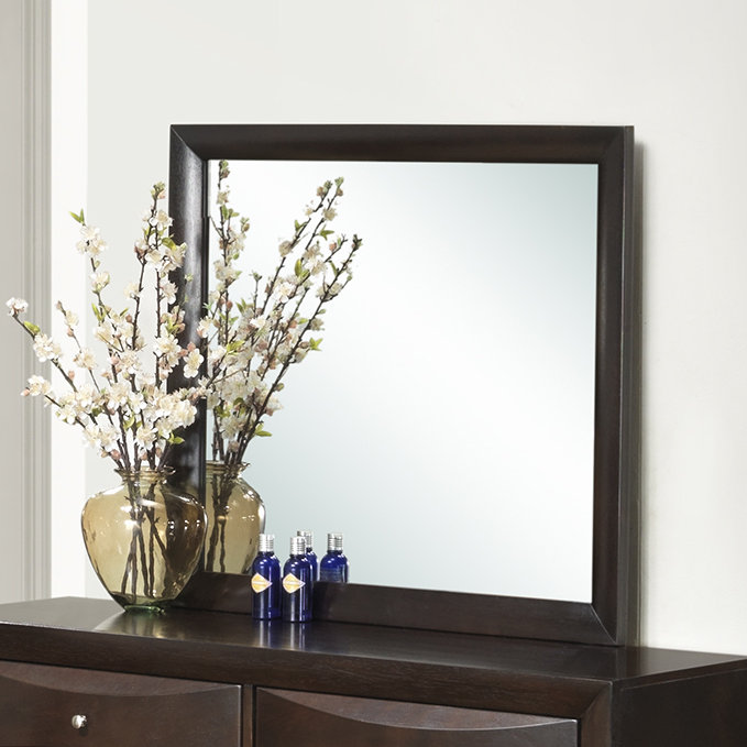 Marilla Solid And Engineered Wood Flat Wall Mirror, Cappuccino