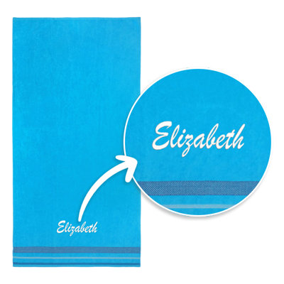 Personalized Beach Towels Embroidered | 100% Cotton, Velour, Soft and Oversized 35" x 70"
