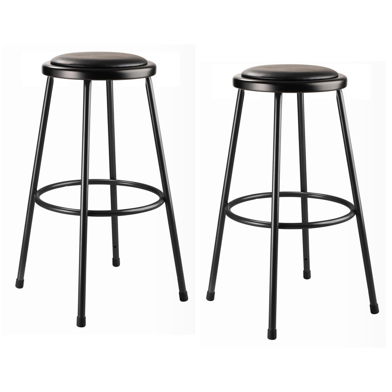 Ensemble de 2 tabourets d'atelier robustes rembourrés en vinyle, 30", Noir