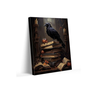 ART Halloween Wall Decor Creepy Witchy Bat Canvas Poster Book Retro Pumpkin Print Painting Gothic Retro Decor Aesthetic for Halloween Room Family Bedroom Decor 8x10inch