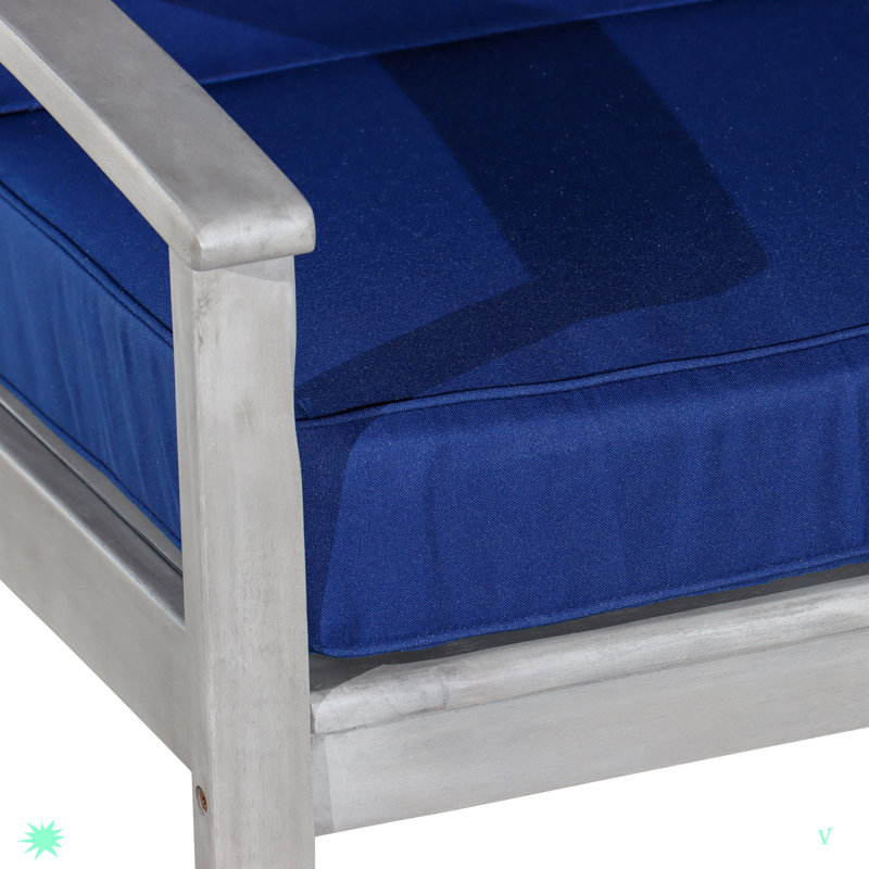 Méridienne d'extérieur en bois Durane, Bleu marine, Gris