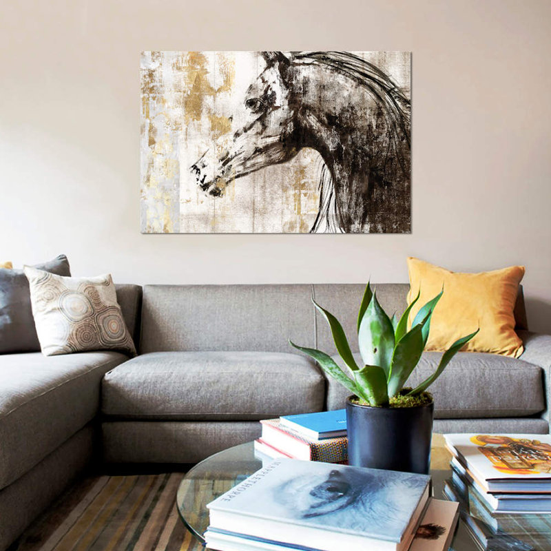 « équestres gold iv », reproduction d’impression sur toile, H 26 po x l 40 po x P 1,5 po