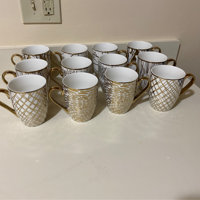 Certified International Matrix 6-Pc. Gold Plated Mugs - White/gold