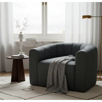 Fauteuil demi-tonneau pivotant en laine de 38 po de largeur Sijbren