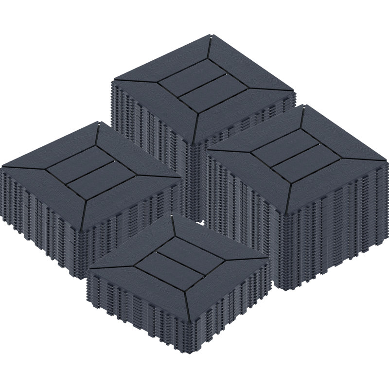 12 tuiles de terrasse en plastique imperméables 12 "X12" pour le patio (44 PCS), Gris