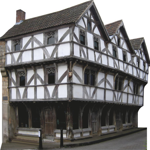 H13738 King John Hunting Lodge Axbridge Somerset Angleterre médiévale découpe en carton debout