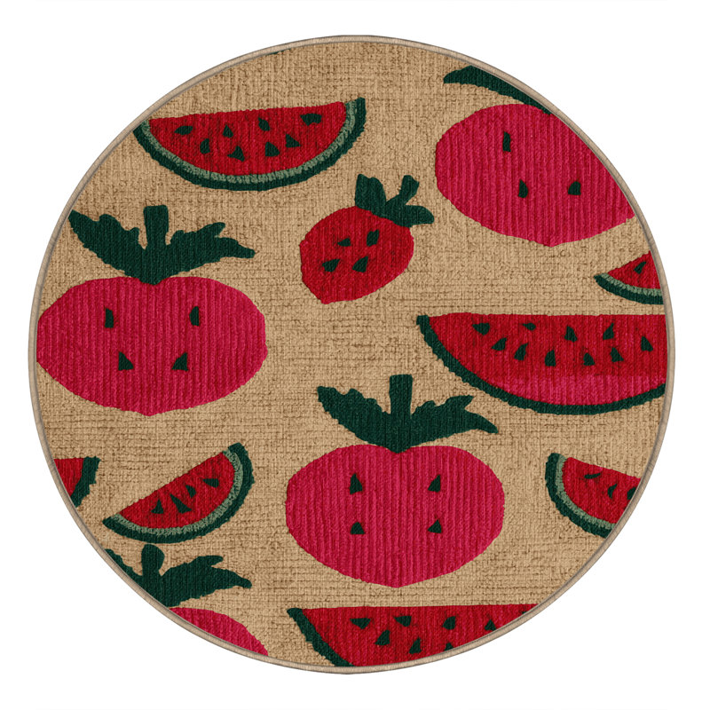  Tapis lavable à motif de radis et de melon d'eau, Rond 7 pi