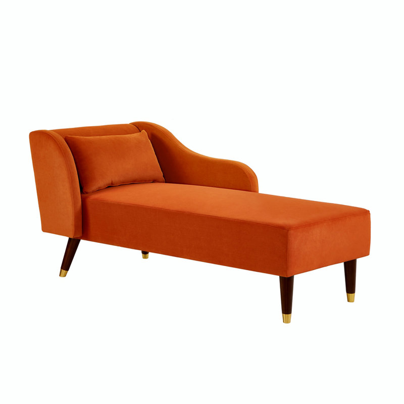 Jibria Modern Chaise Lounge Chair, Orange Velvet