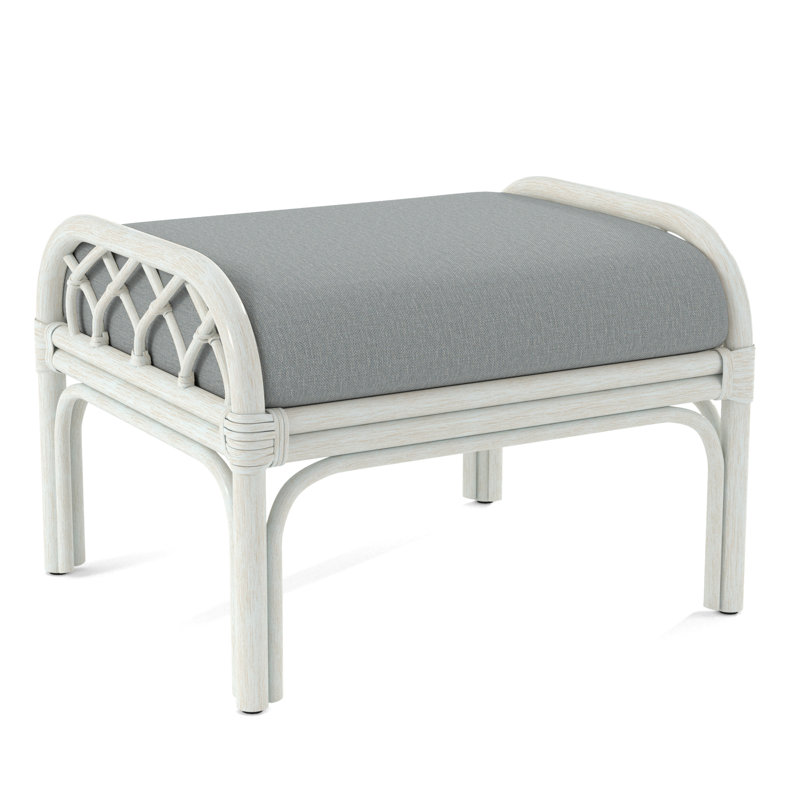 Edgewater Ottoman, Bisque, Light Blue Performance Fabric; 0851-55