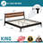 Callisto King Solid Wood Bed Frame with Headboard – Black Mid-Century Platform Bed, No Box Spring Required-2118594604-2118594610