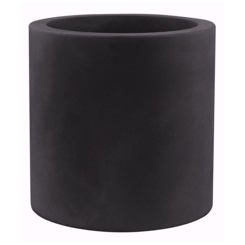 Cilindro Resin Pot Planter, Black, 20" H x 19.75" W x 19.75" D