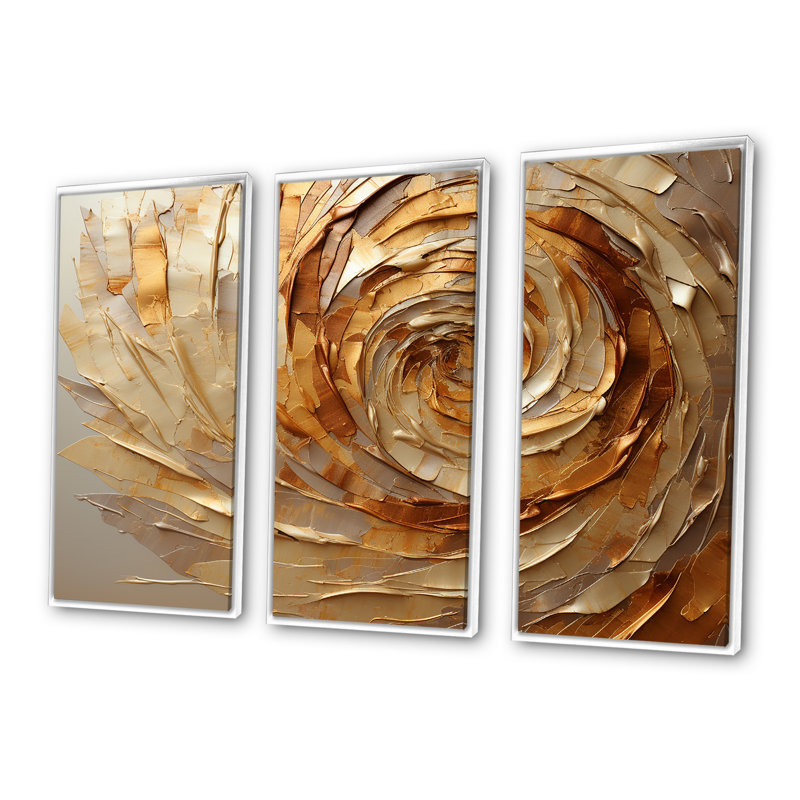 Ensemble d'art mural sur toile en spirale abstraite, H 28 po x l 36 po x P 1 po, Cadre flottant blanc