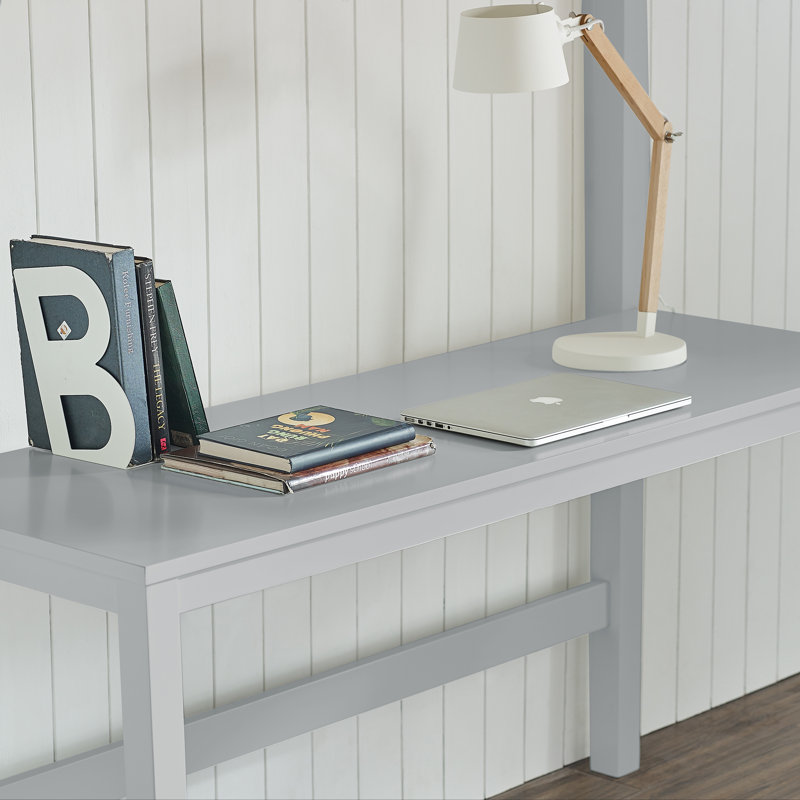 Lit mezzanine double avec bureau intégré Harold, Gris