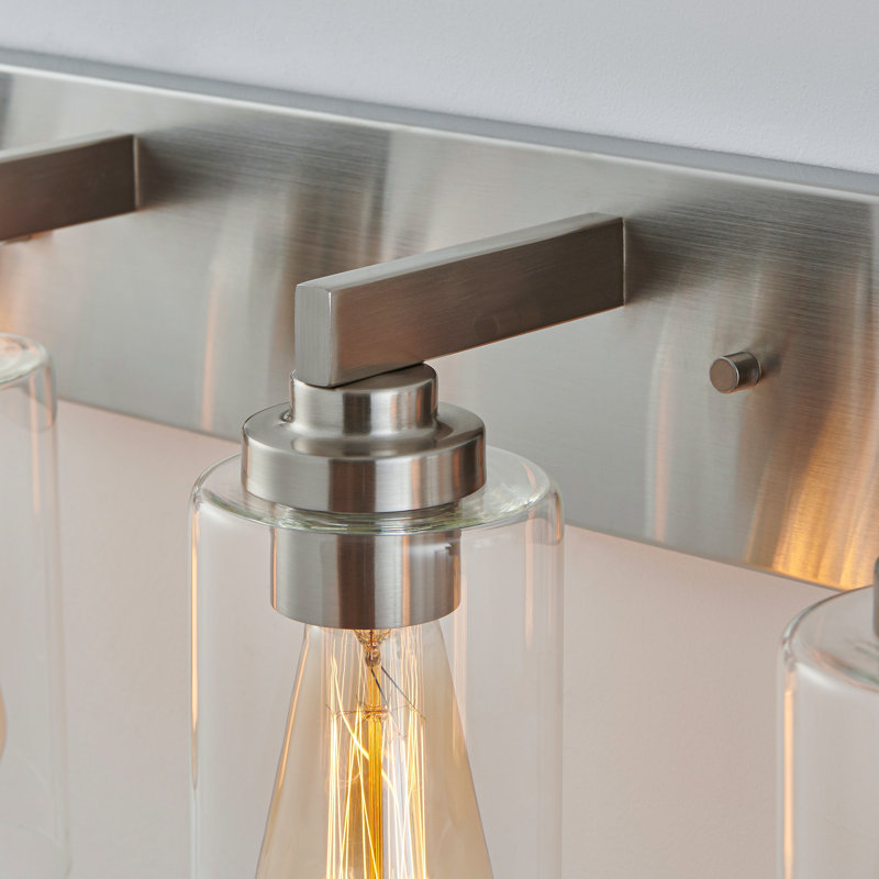 Éclairage de meuble-lavabo transitionnel à intensité variable, 5 lumières, Nickel brossé, 36,25 po de largeur