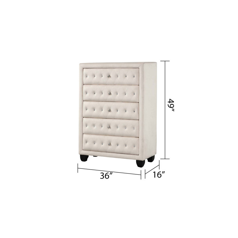 Solution de rangement luxueuse pour chambre à coucher à 5 tiroirs Sophia