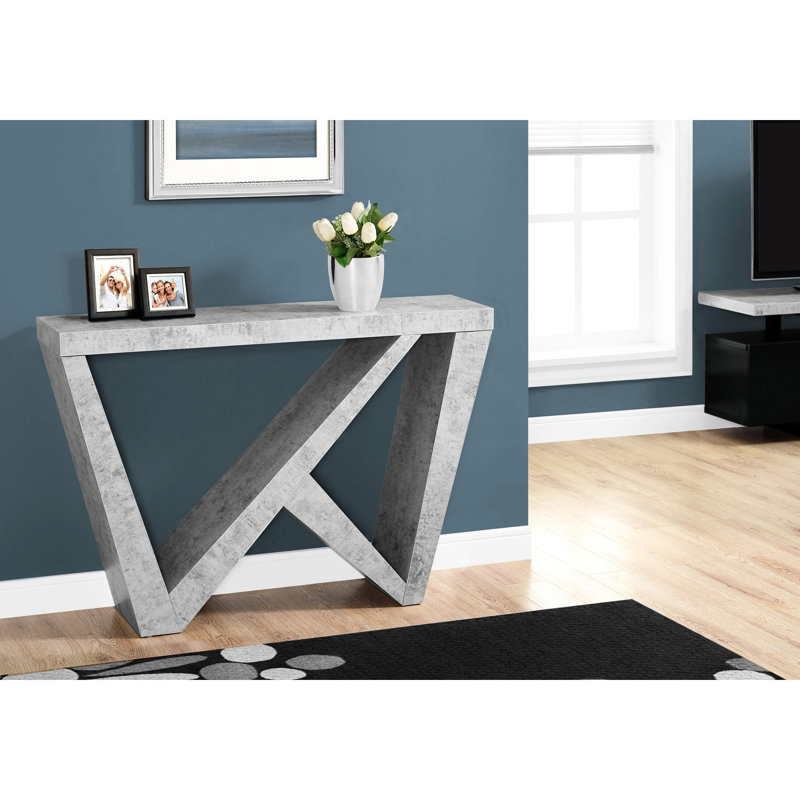 Console étroite pour salon de style moderne en stratifié gris - fabrication de panneaux avec panneaux de soutien robustes
