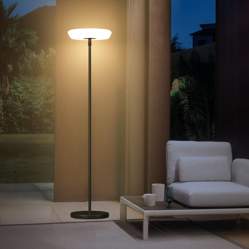 Black Solar Powered Dusk to Dawn Outdoor Floor Lamp