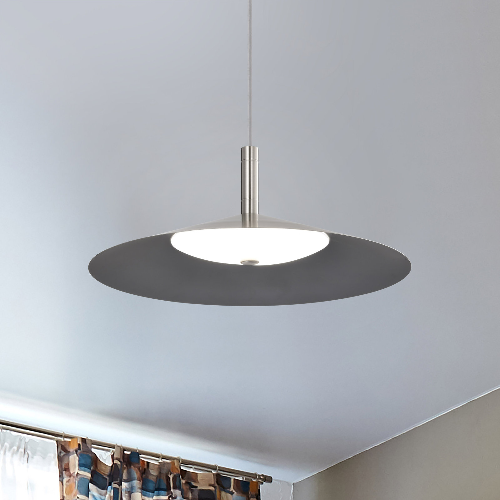 Vicente Dimmable LED Single Light Pendant, 152" H x 18" W x 18" D, Brushed Nickel