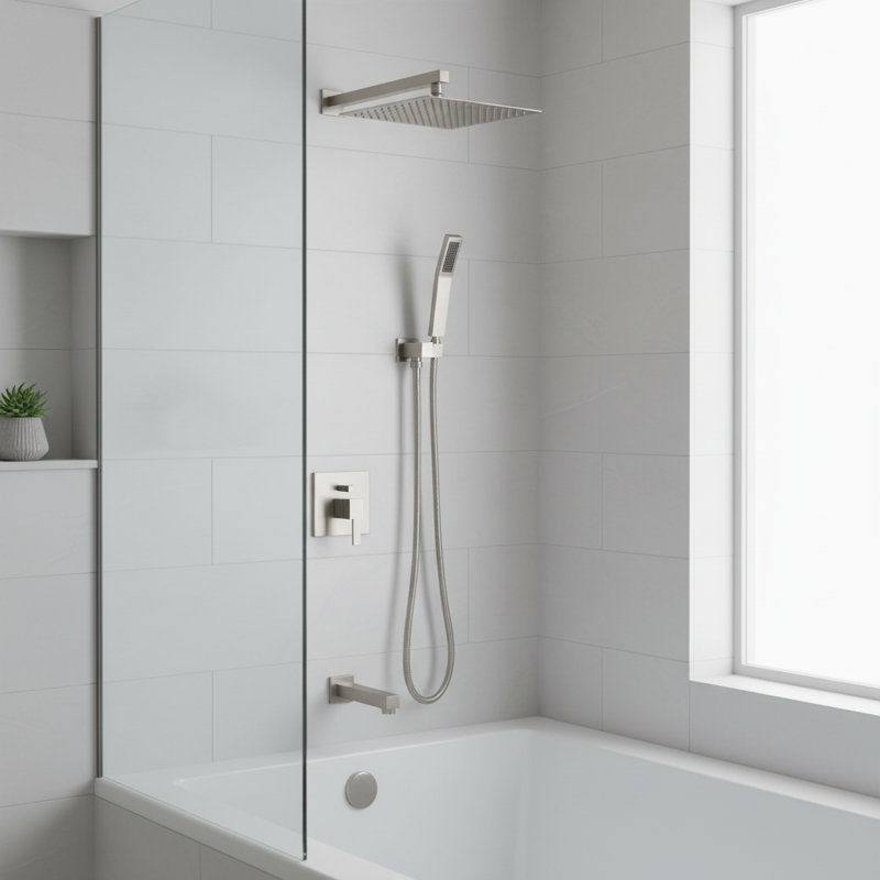 Pomme de douche à pluie carrée 10 po avec douchette - sans valve de douche incluse