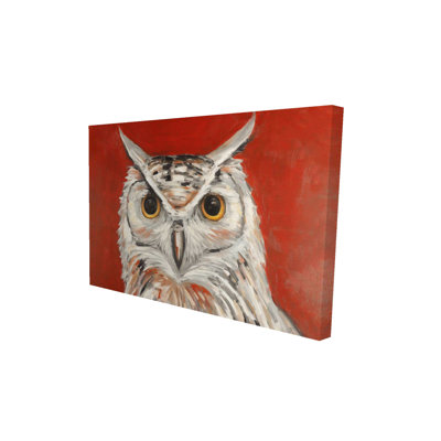 Colorful Eagle Owl - Wildlife Gray Canvas Home Decor Art