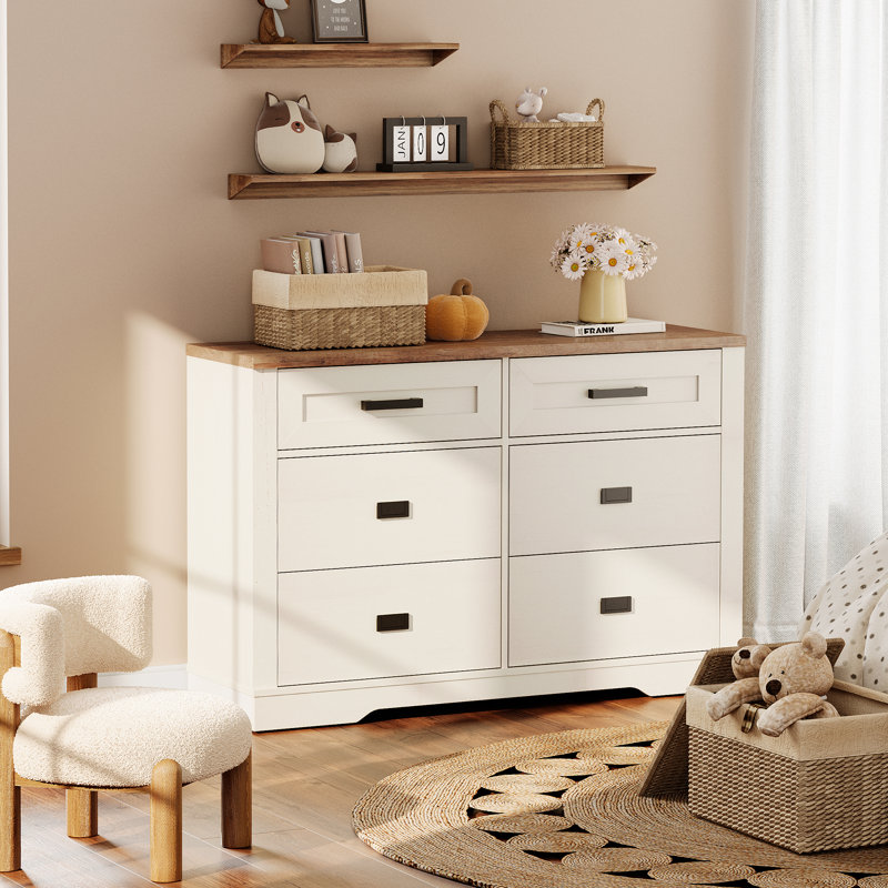 Commode double 6 tiroirs l 47,2 po Laziza , Blanc