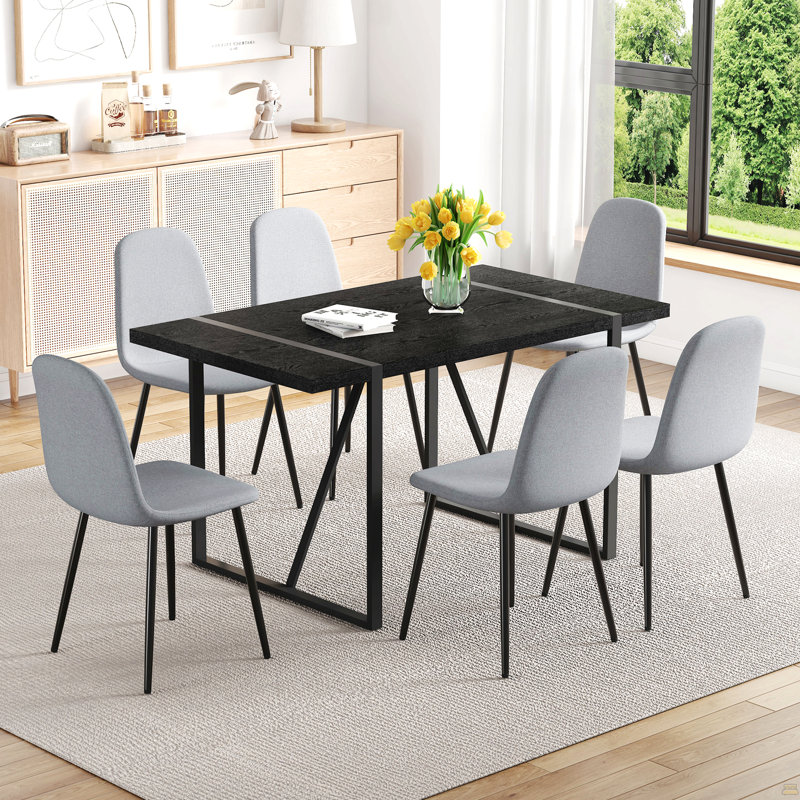 Ensemble de table et chaises, 7 pièces : table, 6 chaises