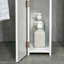 Grande armoire de rangement pour salle de bain, tour à linge autoportante avec 2 tablettes ouvertes et 2 armoires à portes, blanc