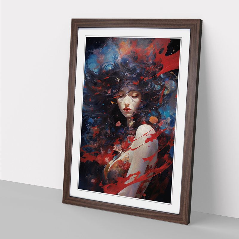 Single Picture Frame Print on Wood, Walnut Framed, 64cm H x 46cm W