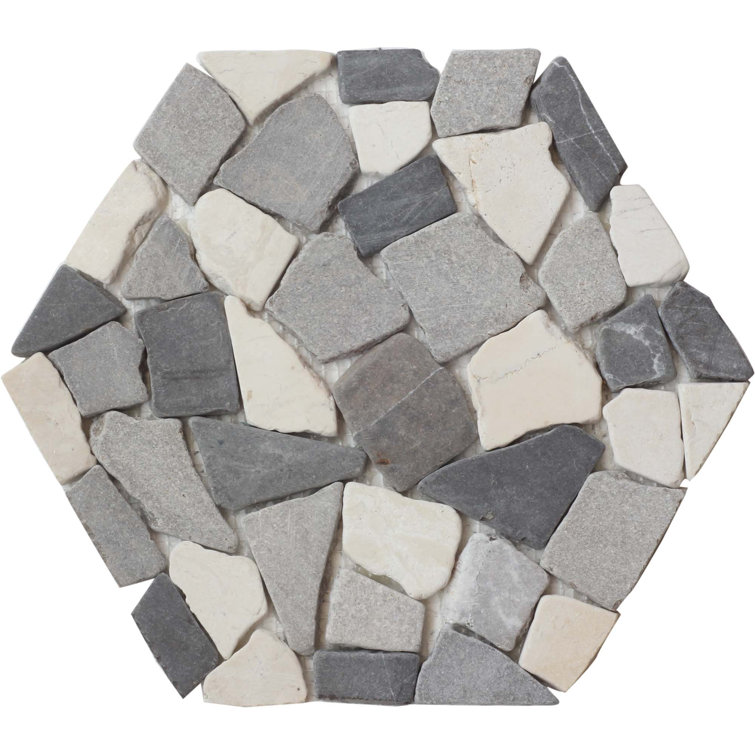 Random Sized Natural Stone Pebble Tile in Light Grey