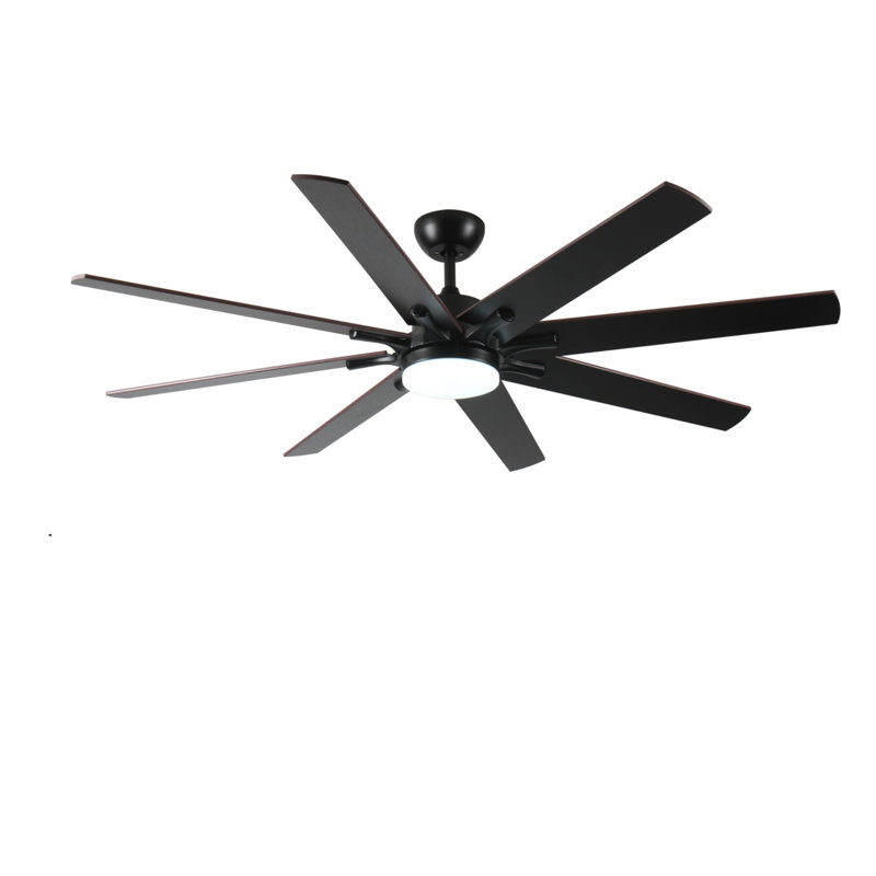 Large Dual-sided 8-blade Ceiling Fan With Light And Remote Control, 72" Wide