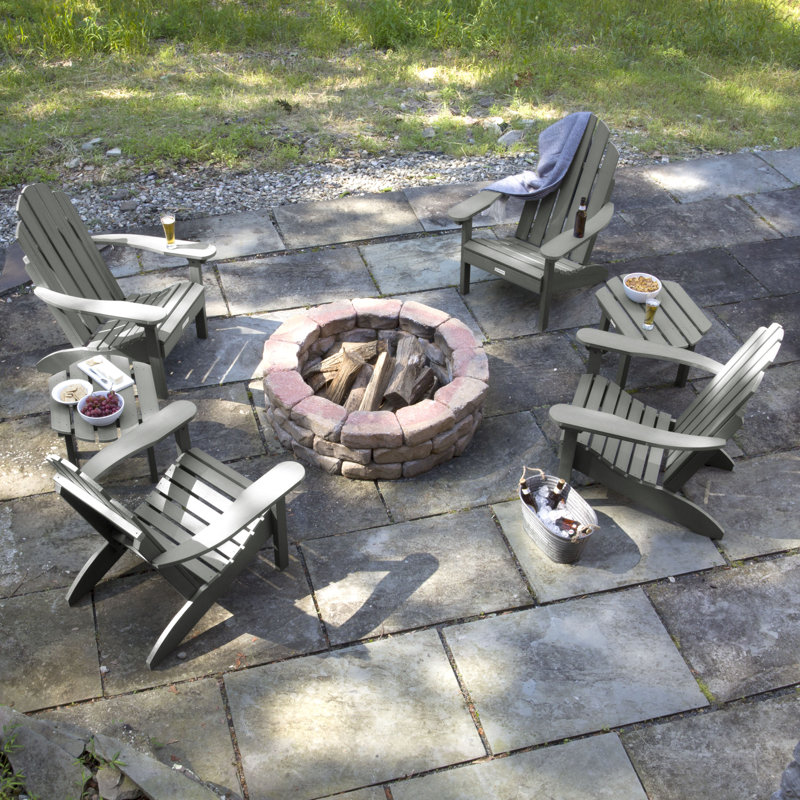 Chaise Adirondack en plastique avec table Anette, Teck côtier
