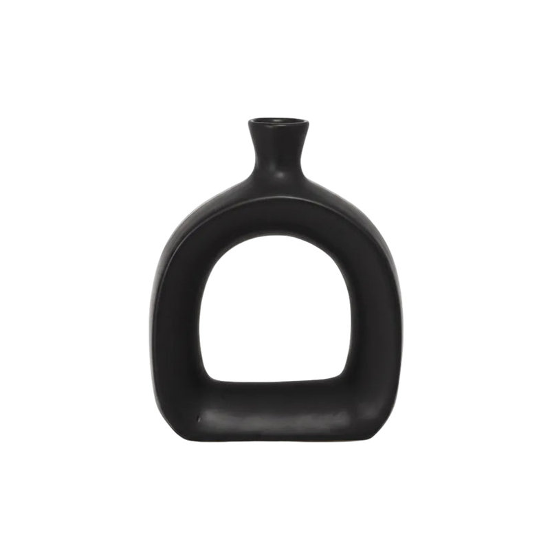 Vase beigne ouvert en céramique sculpturale Maryna, Blanc
